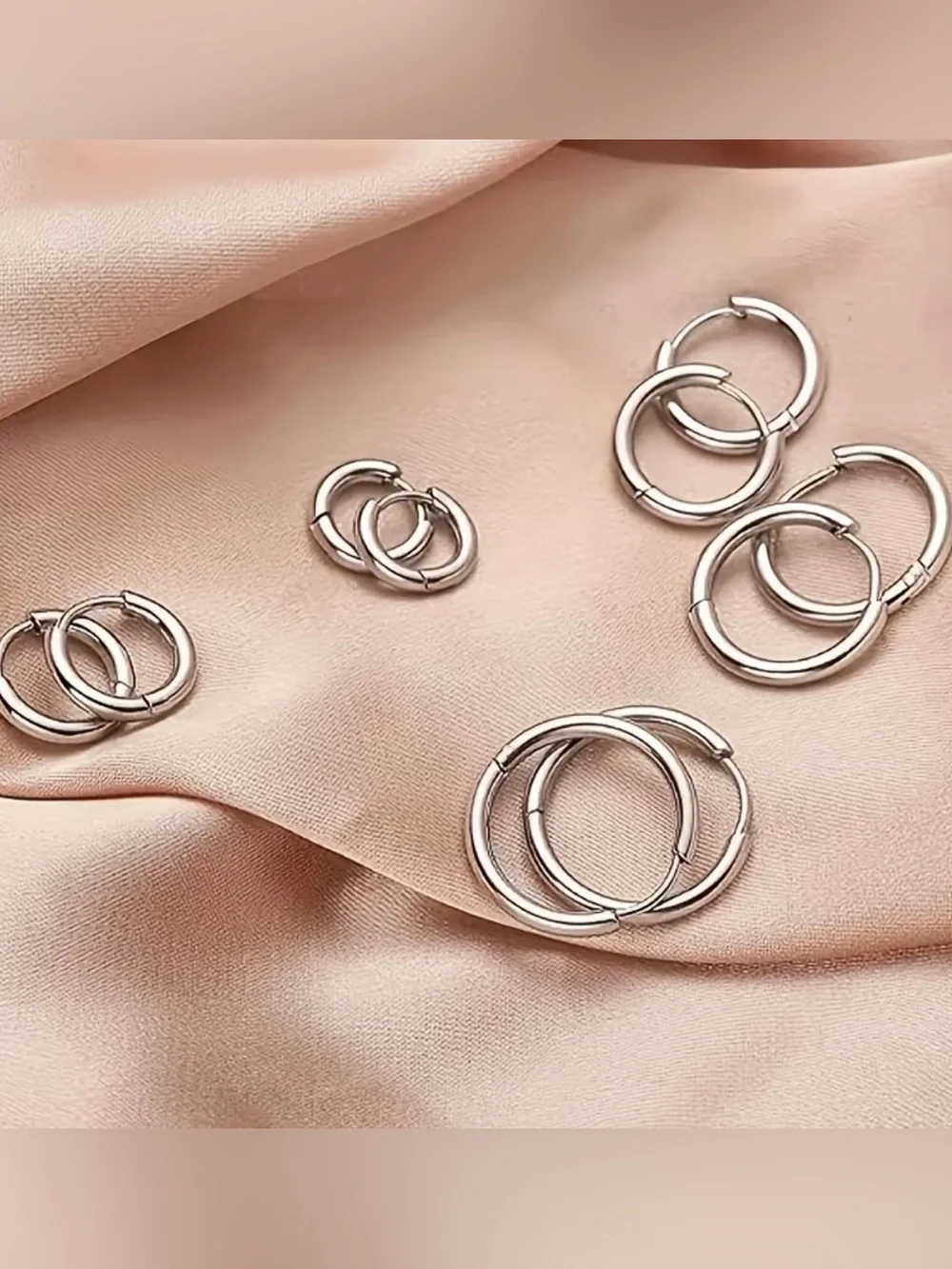 NWT Stainless Steel Huggie Hoop Earrings - 5 pair Multi Size